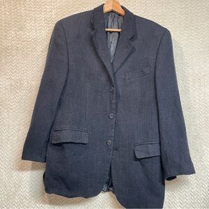 Vintage‎ Calvin Klein Textured Wool Notched Navy Blazer Business Casual Preppy
